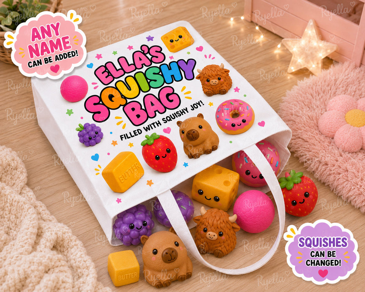 Personalised Squishy Tote Bag – Kids Squishy Storage Bag